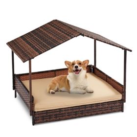 Herringbone Top Brown Gradient Rattan Beige Mat Cat And Dog House