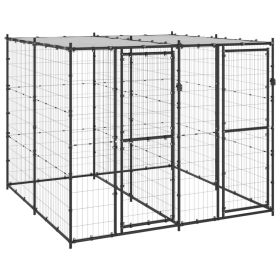 Outdoor Dog Kennel Steel with Roof 52.1 ft¬≤