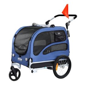 VEVOR Dog Bike Trailer, Supports up to 100 lbs, 2-in-1 Pet Stroller Cart Bicycle Carrier, Easy Folding Cart Frame with Quick Release Wheels