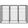 8-Panel Dog Playpen Black 19.7"x39.4" Powder-coated Steel