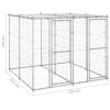 Outdoor Dog Kennel Galvanized Steel with Roof 52.1 ft¬≤