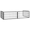 Dog Playpen 4 Panels Black 39.4"x19.7" Powder-coated Steel