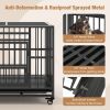 Foldable Heavy-Duty Metal Dog Cage Chew-proof Dog Crate with Lockable Universal Wheels