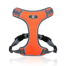 dog Harnesses; Pet Traction Rope Mesh Breathable Big Dog Chest Strap Vest Reflective Dog Rope Spot Wholesale (colour: orange, Specification (L * W): XL (55-90kg))