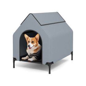 Pet House with Ventilated Windows for Indoor & Outdoor (Color: Grey & Black, size: S)