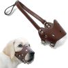 Dog Muzzle Leather, Comfort Secure Anti-Barking Muzzles For Small Medium Large Dogs, Breathable And Adjustable, Allows Drinking And Panting