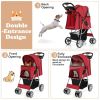 Folding Pet Stroller with Adjustable Canopy for Outdoor