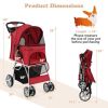 Folding Pet Stroller with Adjustable Canopy for Outdoor