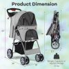 Folding Pet Stroller with Adjustable Canopy for Outdoor