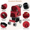 Folding Pet Stroller with Adjustable Canopy for Outdoor