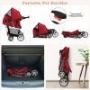 Folding Pet Stroller with Adjustable Canopy for Outdoor