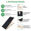 Foldable Wooden Dog Ramp for High Beds Non Slip Heights Adjustable Pet Cat Ramp for Couch Car SUV